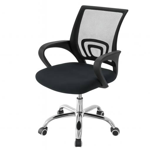 Foto - Husă din catifea pentru scaunul de birou - Neagră, L