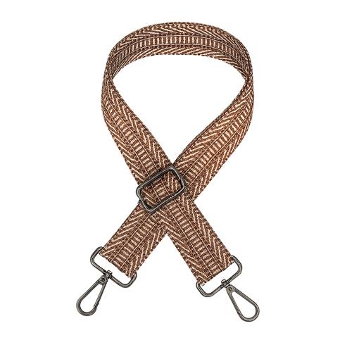 Foto - Curea Intercambiabilă pentru Geantă - Țesut Bej-Strălucitor, Clip Gri Închis