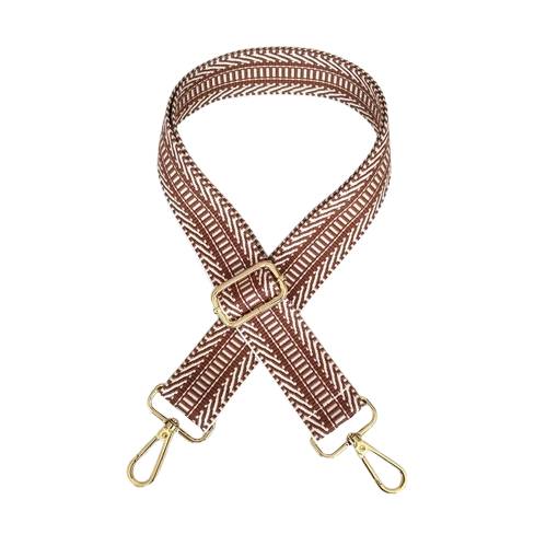 Foto - Curea Intercambiabilă pentru Geantă - Țesut Bej-Strălucitor, Clip Aurie