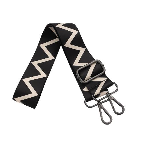 Foto - Curea Intercambiabilă pentru Geantă - Negru-Roz, Clip Argintiu