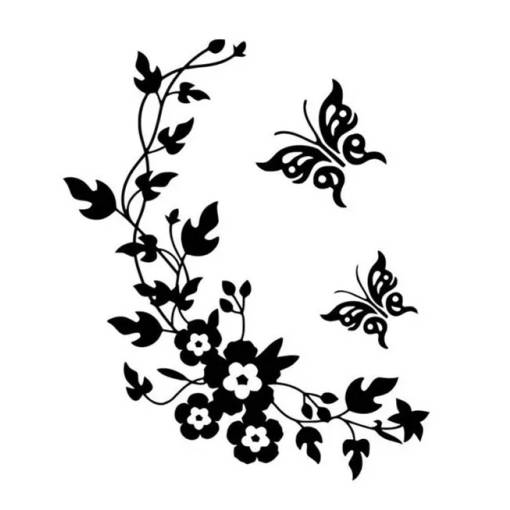 Foto - Decorațiune autoadezivă - Crenguță cu fluturi