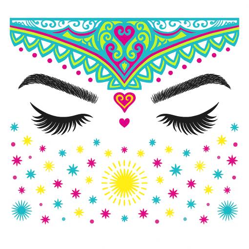 Foto - Tatuaj fluorescent pe față - Bandă de susținere și stele