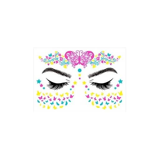 Foto - Tatuaj fluorescent pe față - Fluturi și stele