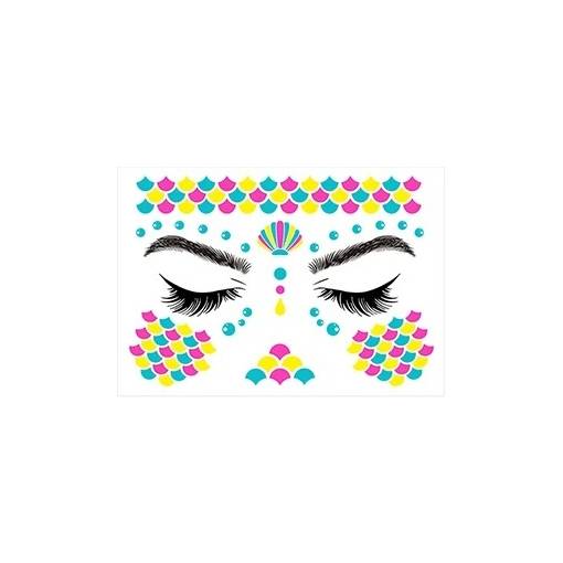 Foto - Tatuaj fluorescent pe față - Solzi de pește