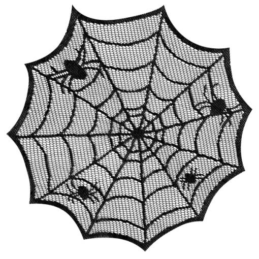 Foto - Prospătură dantelată cu motiv de pânză de păianjen – Negru, 4 bucăți