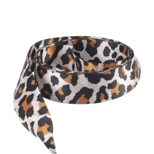 Foto - Panglici din satin cu model de leopard, o pereche - Colorate, 120 cm