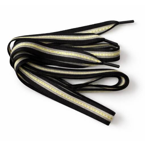 Foto - <b>Șireturi late cu dungi transparente, o pereche - Negre, 120 cm</b>