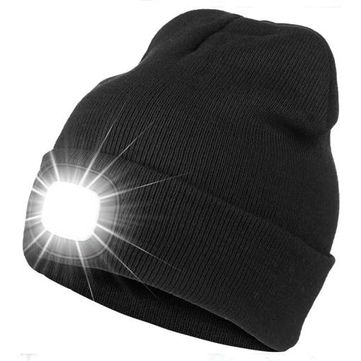 Foto - Căciulă cu LED - Neagră