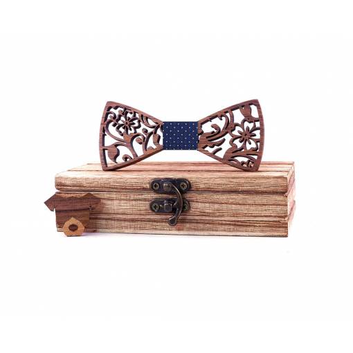Foto - Papillon din lemn - Flori sculptate, mic
