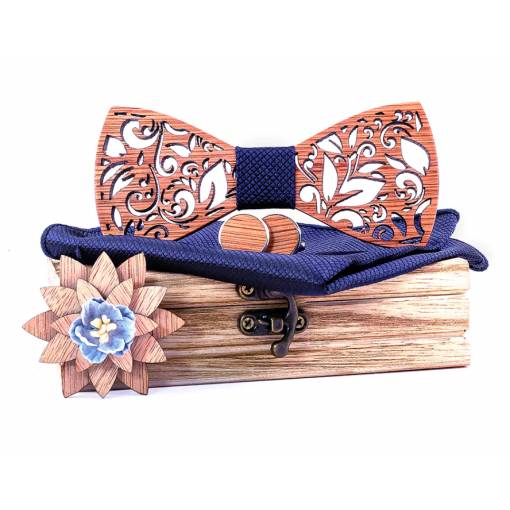 Foto - Papillon din lemn - Frunze sculptate