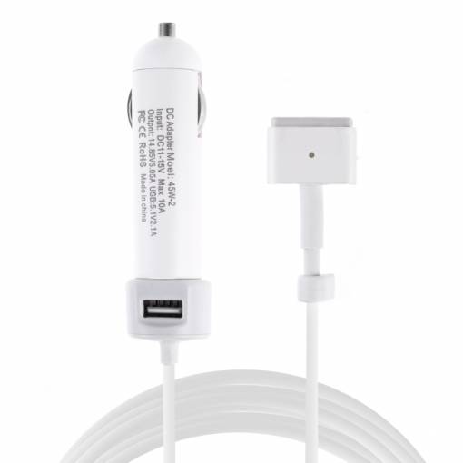 Foto - Încărcător NoBrand de 45W pentru MacBook în mașină + USB - magsafe 2