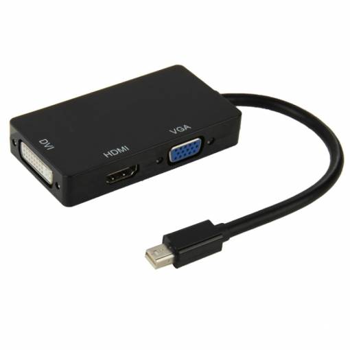 Foto - Reducere/hub Mini displayPort la HDMI, VGA și DVI - Negru