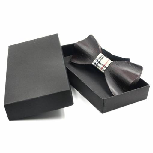 Foto - Papion din lemn - Luxos, negru-brun