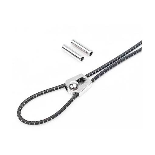 Foto - Șireturi elastice pentru pantofi cu clips, o pereche - Alb-negru, 100 cm