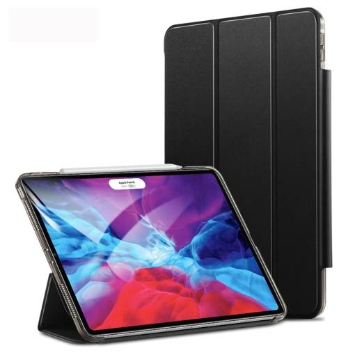 Foto - Husă din PU pentru Apple iPad Pro 12.9 (2020) + slot pentru Apple Pencil - Neagră