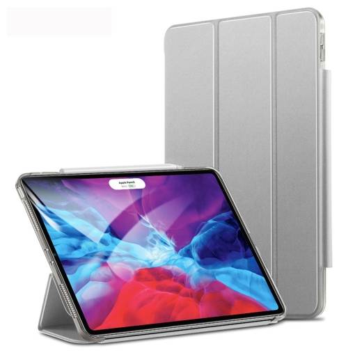 Foto - Husă din PU pentru Apple iPad Pro 12.9 (2020) + slot pentru Apple Pencil - Gri argintiu