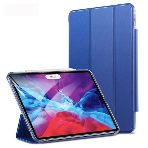 Foto - Husă din PU pentru Apple iPad Pro 12.9 (2020) + slot pentru Apple Pencil - Albastru închis