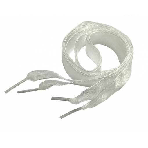 Foto - <b>Cordone din satin pentru pantofi, o pereche - Albe, 120 cm</b>