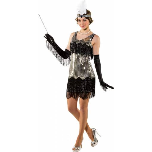 Foto - Costum de damă - Rochie scurtă negru-argintie S/M