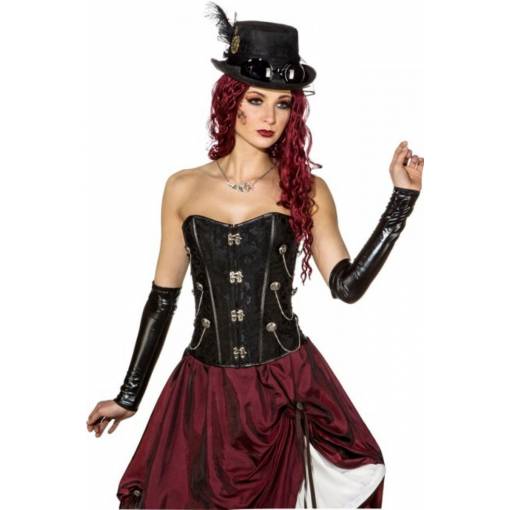 Foto - Corset de damă - Steampunk, negru-argintiu XL
