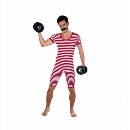 Foto - Costum pentru bărbați - Costum de baie cu dungi, roșu M