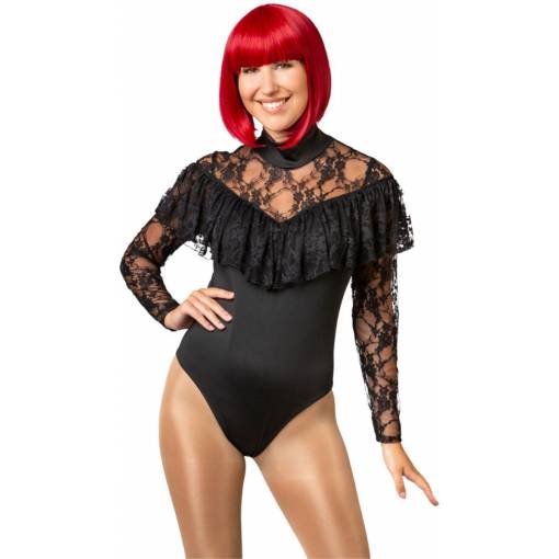 Foto - Body dantelat cu volan - Negre, L/XL